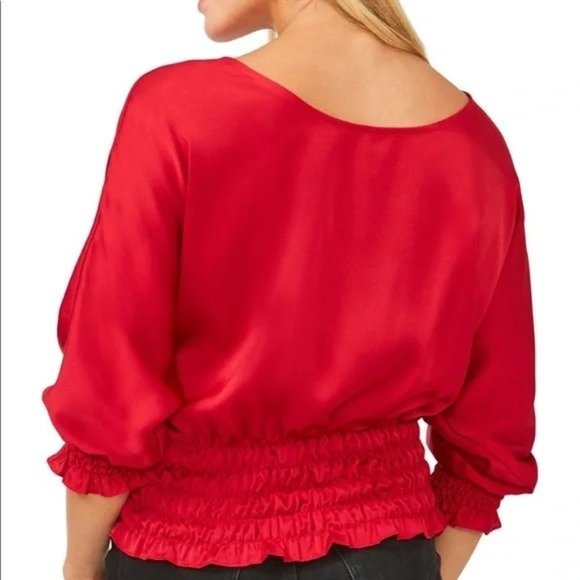 NWT VINCE CAMUTO Solid Dolman-Sleeve Smocked-Hem Top - XS - Picture 2 of 4